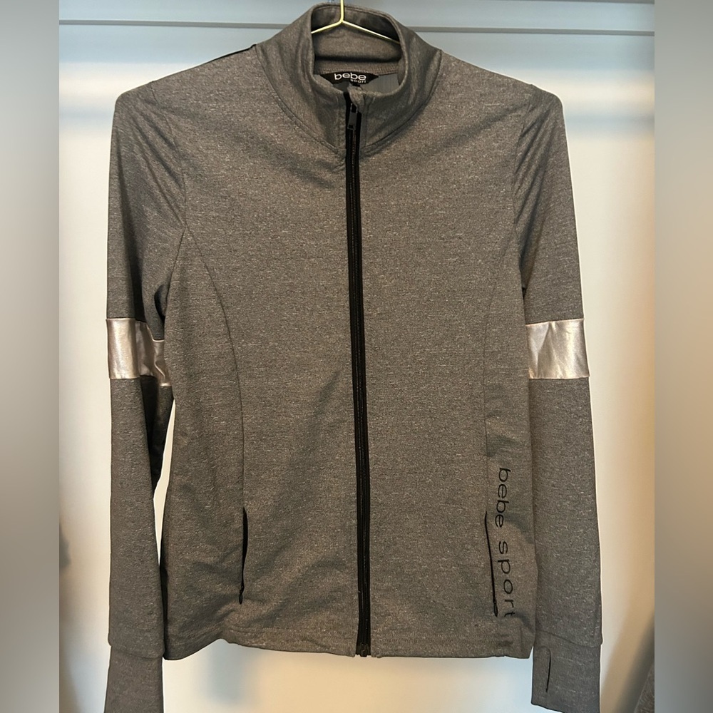 Bebe Sport Grey & Silver Athletic Jacket